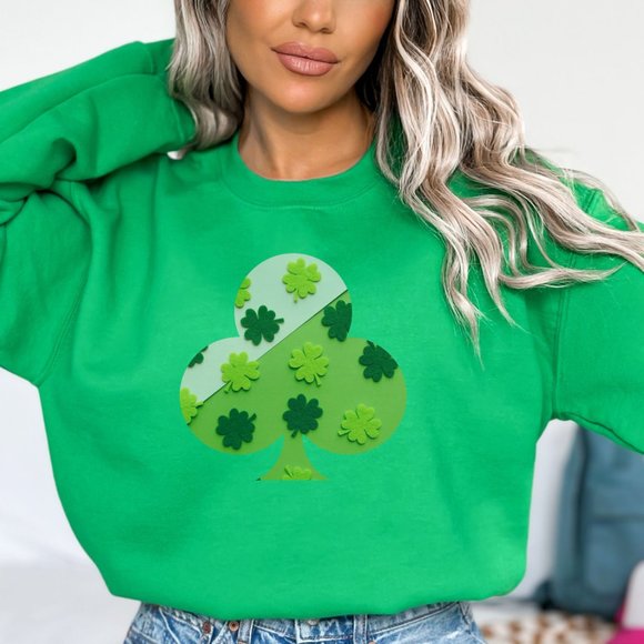 Irish Green Shamrock Sweatshirt for Saint Patrick Day Color Irish Green - Picture 1 of 8